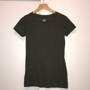 Green and black striped tee